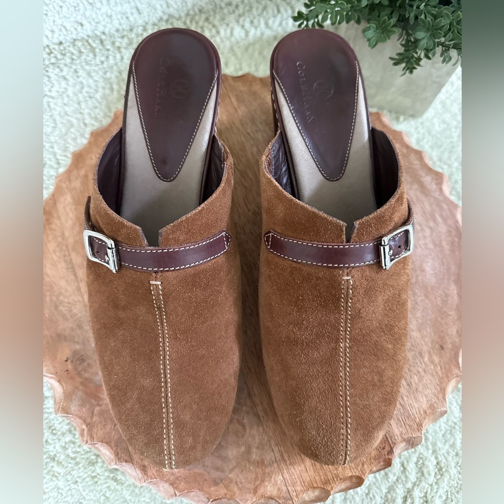 👡 Cole Haan Brown Suede and Leather Women's Mules. - Picture 8 of 10